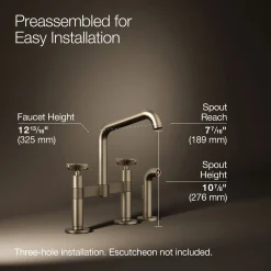 Two-hole bridge kitchen sink faucet with side sprayer^Kohler Online