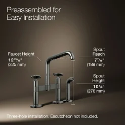 Two-hole bridge kitchen sink faucet with side sprayer^Kohler Online