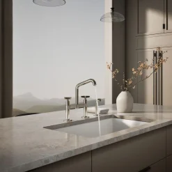Two-hole bridge kitchen sink faucet with side sprayer^Kohler Online