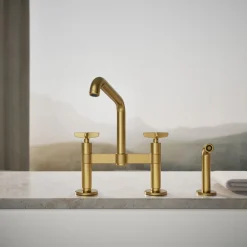 Two-hole bridge kitchen sink faucet with side sprayer^Kohler Online