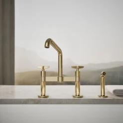 Two-hole bridge kitchen sink faucet with side sprayer^Kohler Online