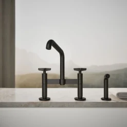 Two-hole bridge kitchen sink faucet with side sprayer^Kohler Online