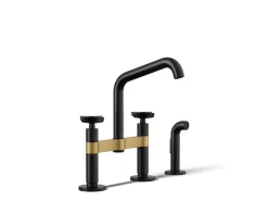 Two-hole bridge kitchen sink faucet with side sprayer^Kohler Online
