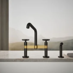 Two-hole bridge kitchen sink faucet with side sprayer^Kohler Online