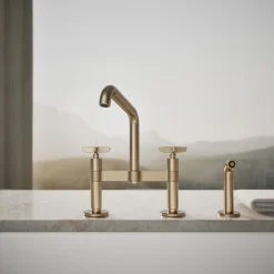 Two-hole bridge kitchen sink faucet with side sprayer^Kohler Online