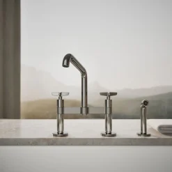 Two-hole bridge kitchen sink faucet with side sprayer^Kohler Online