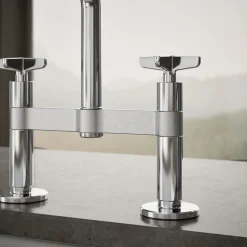 Two-hole bridge kitchen sink faucet with side sprayer^Kohler Online