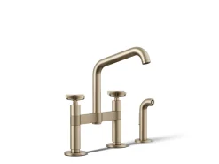 Two-hole bridge kitchen sink faucet with side sprayer^Kohler Online