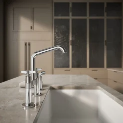 Two-hole bridge kitchen sink faucet with side sprayer^Kohler Online