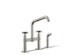 Two-hole bridge kitchen sink faucet with side sprayer^Kohler Online