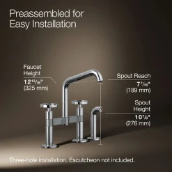 Two-hole bridge kitchen sink faucet with side sprayer^Kohler Best