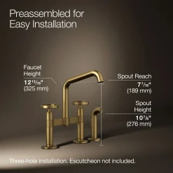 Two-hole bridge kitchen sink faucet with side sprayer^Kohler Best