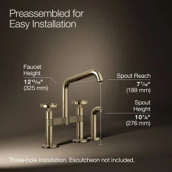 Two-hole bridge kitchen sink faucet with side sprayer^Kohler Best