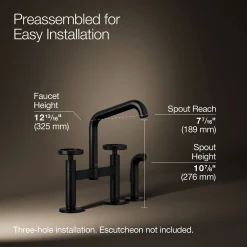 Two-hole bridge kitchen sink faucet with side sprayer^Kohler Best