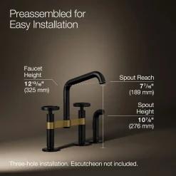 Two-hole bridge kitchen sink faucet with side sprayer^Kohler Best