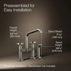 Two-hole bridge kitchen sink faucet with side sprayer^Kohler Best