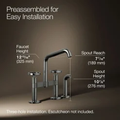 Two-hole bridge kitchen sink faucet with side sprayer^Kohler Best