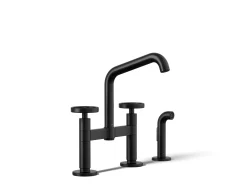 Two-hole bridge kitchen sink faucet with side sprayer^Kohler Best
