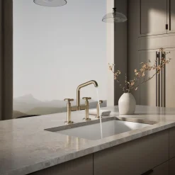 Two-hole bridge kitchen sink faucet with side sprayer^Kohler Best