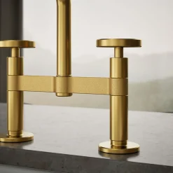 Two-hole bridge kitchen sink faucet with side sprayer^Kohler Best
