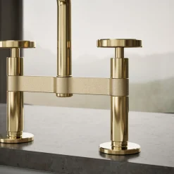 Two-hole bridge kitchen sink faucet with side sprayer^Kohler Best