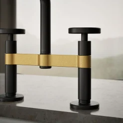 Two-hole bridge kitchen sink faucet with side sprayer^Kohler Best