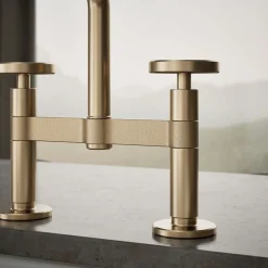 Two-hole bridge kitchen sink faucet with side sprayer^Kohler Best