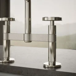 Two-hole bridge kitchen sink faucet with side sprayer^Kohler Best