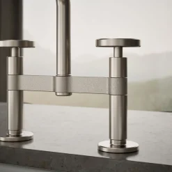 Two-hole bridge kitchen sink faucet with side sprayer^Kohler Best