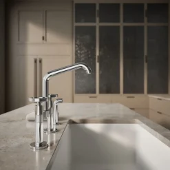 Two-hole bridge kitchen sink faucet with side sprayer^Kohler Best