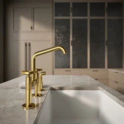 Two-hole bridge kitchen sink faucet with side sprayer^Kohler Best