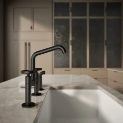Two-hole bridge kitchen sink faucet with side sprayer^Kohler Best