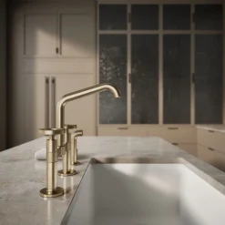 Two-hole bridge kitchen sink faucet with side sprayer^Kohler Best