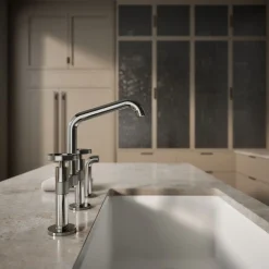 Two-hole bridge kitchen sink faucet with side sprayer^Kohler Best