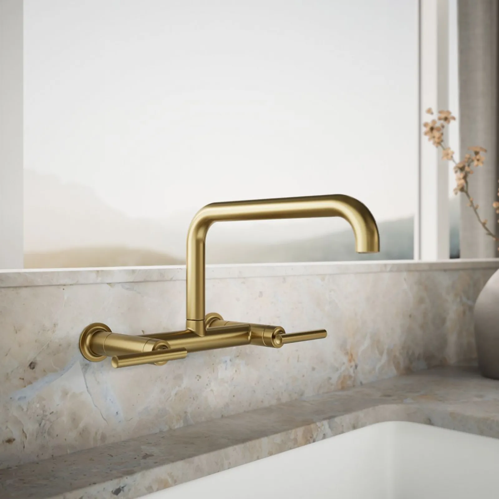 Two-hole wall-mount bridge kitchen sink faucet^Kohler Sale