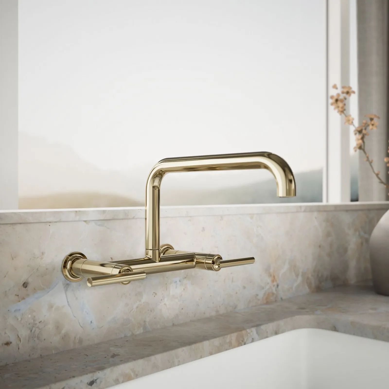 Two-hole wall-mount bridge kitchen sink faucet^Kohler Sale