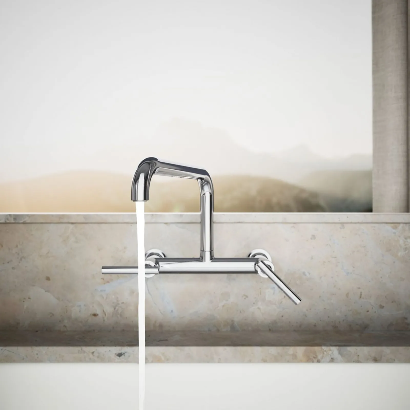 Two-hole wall-mount bridge kitchen sink faucet^Kohler Sale