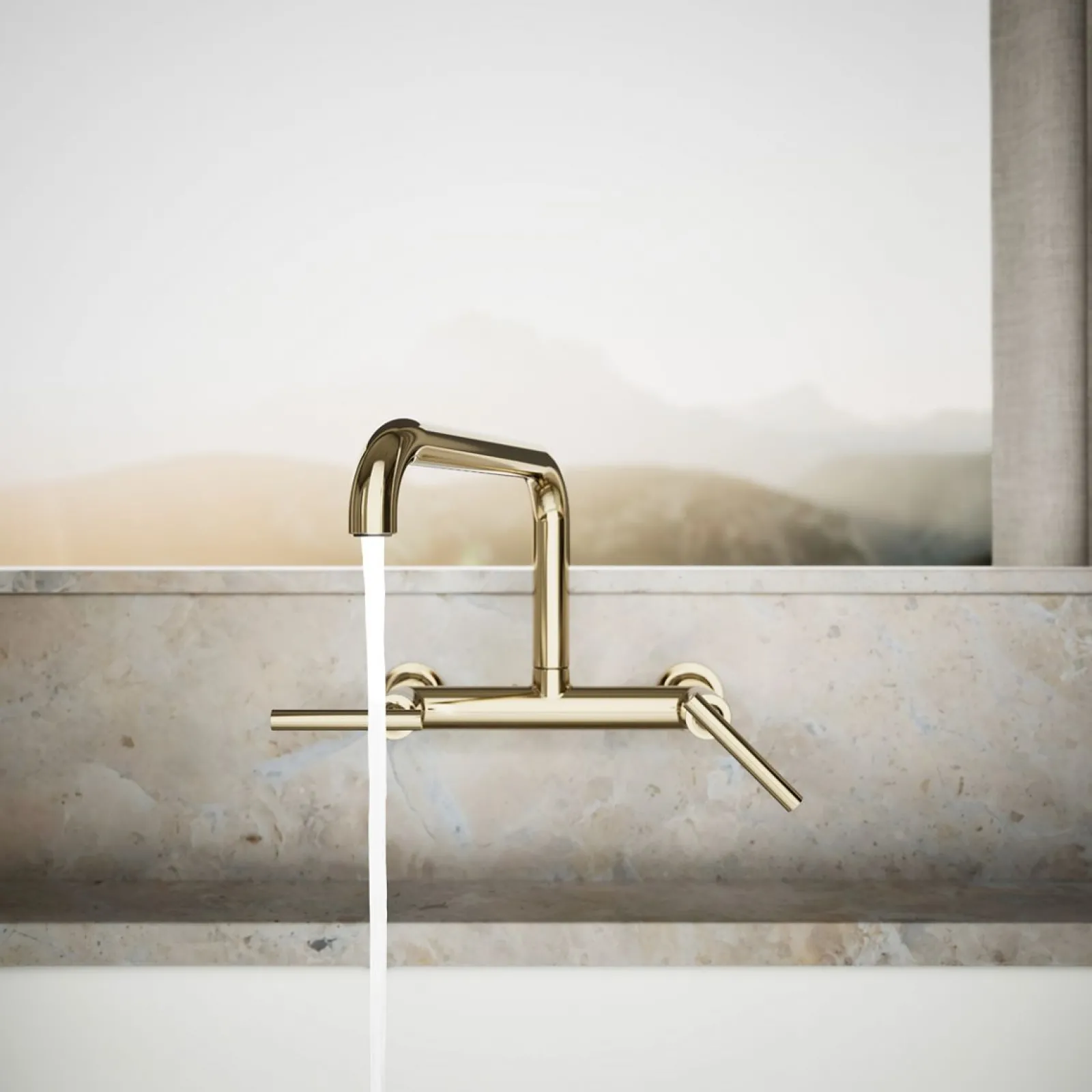 Two-hole wall-mount bridge kitchen sink faucet^Kohler Sale