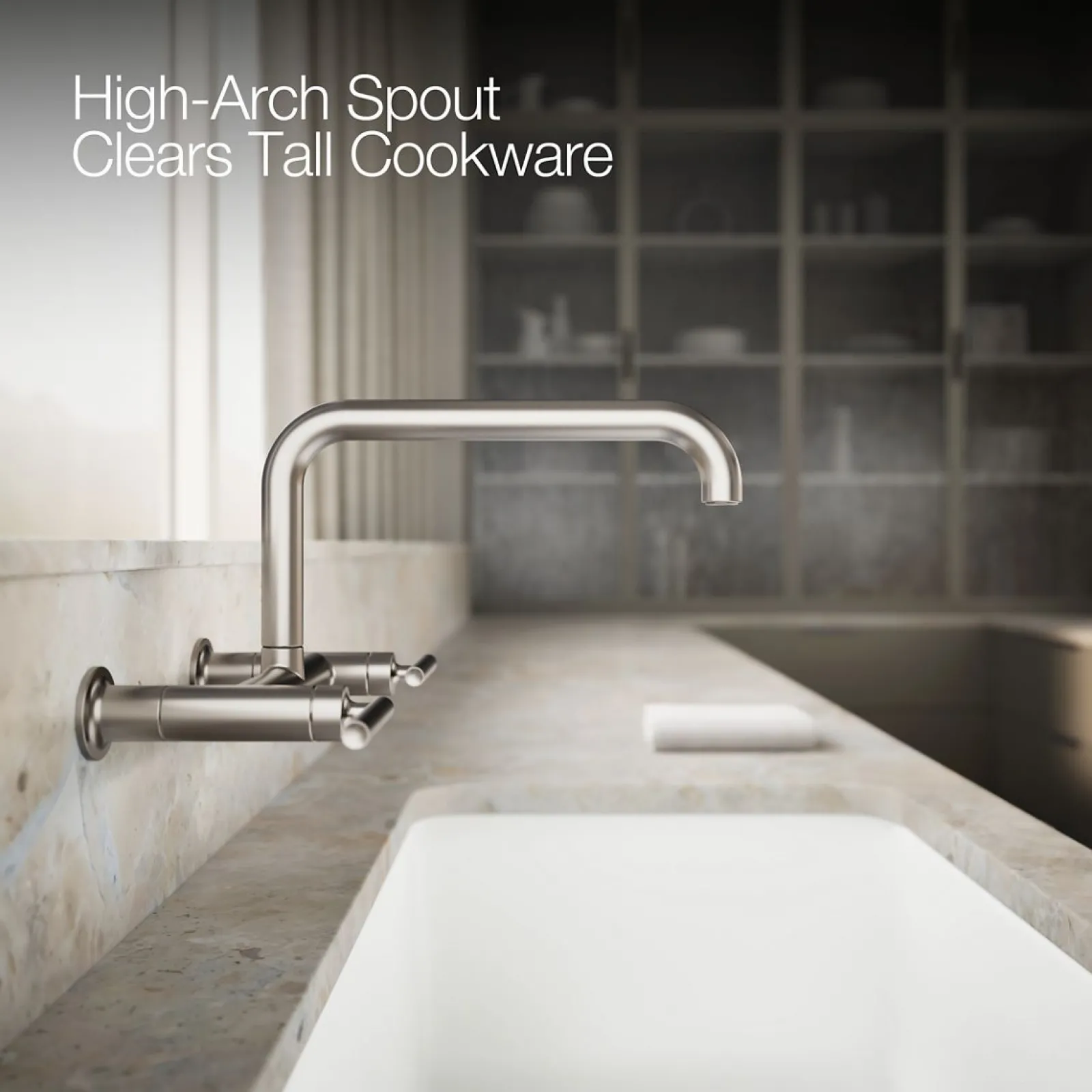 Two-hole wall-mount bridge kitchen sink faucet^Kohler Sale