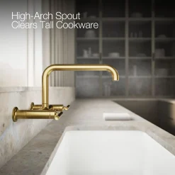 Two-hole wall-mount bridge kitchen sink faucet^Kohler Sale