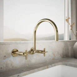 Two-hole wall-mount bridge kitchen sink faucet^Kohler Online