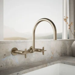 Two-hole wall-mount bridge kitchen sink faucet^Kohler Online