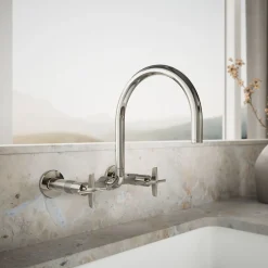 Two-hole wall-mount bridge kitchen sink faucet^Kohler Online