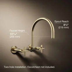 Two-hole wall-mount bridge kitchen sink faucet^Kohler Online