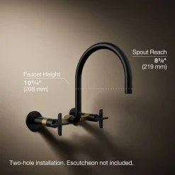 Two-hole wall-mount bridge kitchen sink faucet^Kohler Online