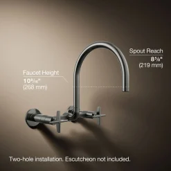 Two-hole wall-mount bridge kitchen sink faucet^Kohler Online
