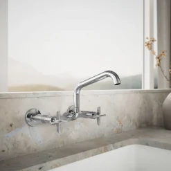 Two-hole wall-mount bridge kitchen sink faucet^Kohler Online