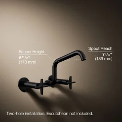 Two-hole wall-mount bridge kitchen sink faucet^Kohler Online