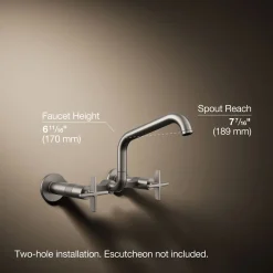 Two-hole wall-mount bridge kitchen sink faucet^Kohler Online