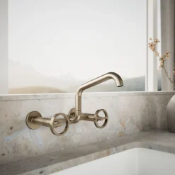 Two-hole wall-mount bridge kitchen sink faucet^Kohler New